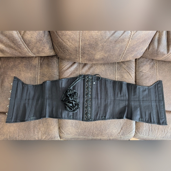 Wow Black Cotton Underbust Waist Training Corset Sz 42 Inch Plus Size, EXC Cond - Picture 3 of 3